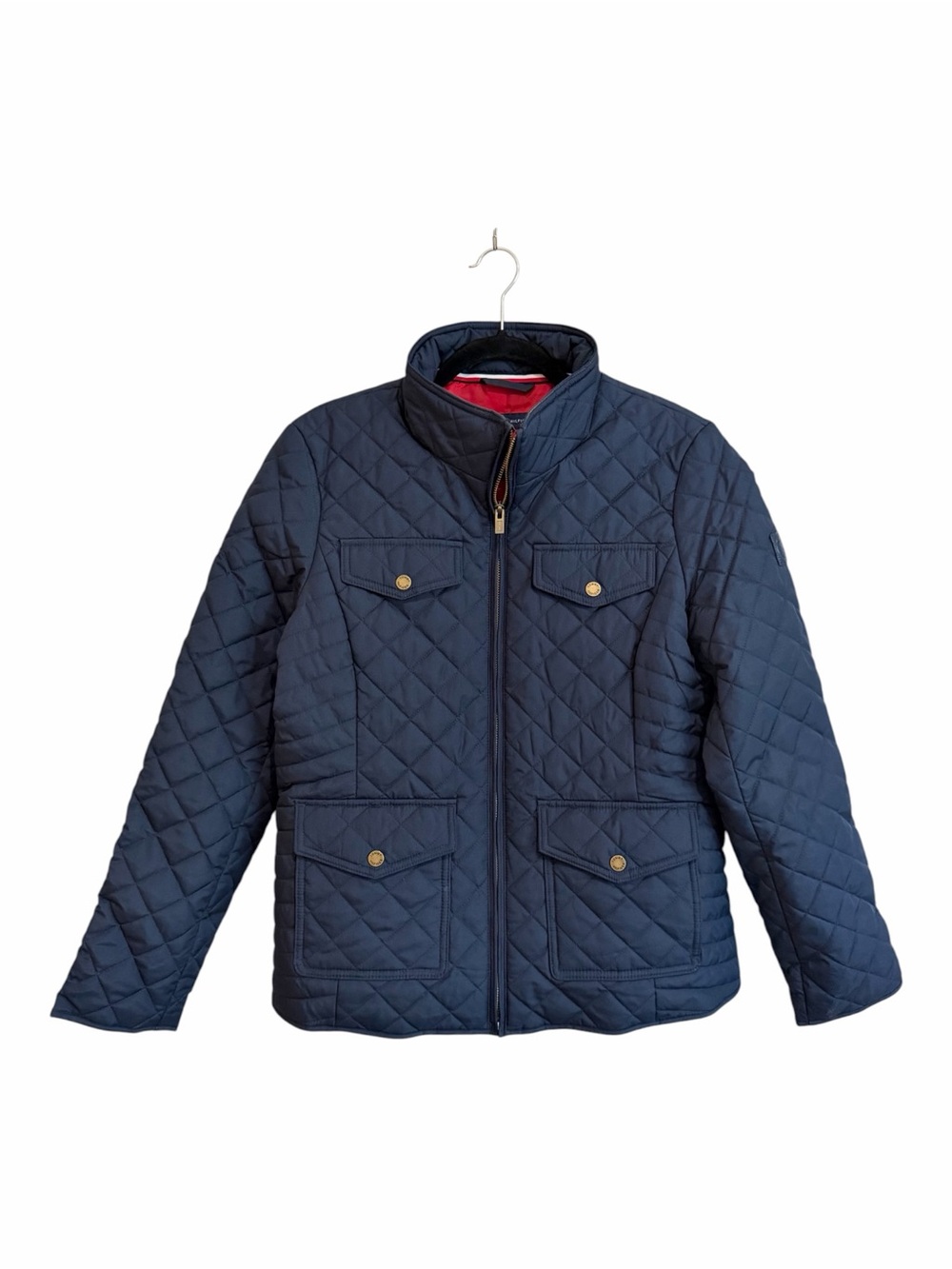 Tommy Hilfiger Navy Quilted Zip Front Jacket Preppy Size Medium